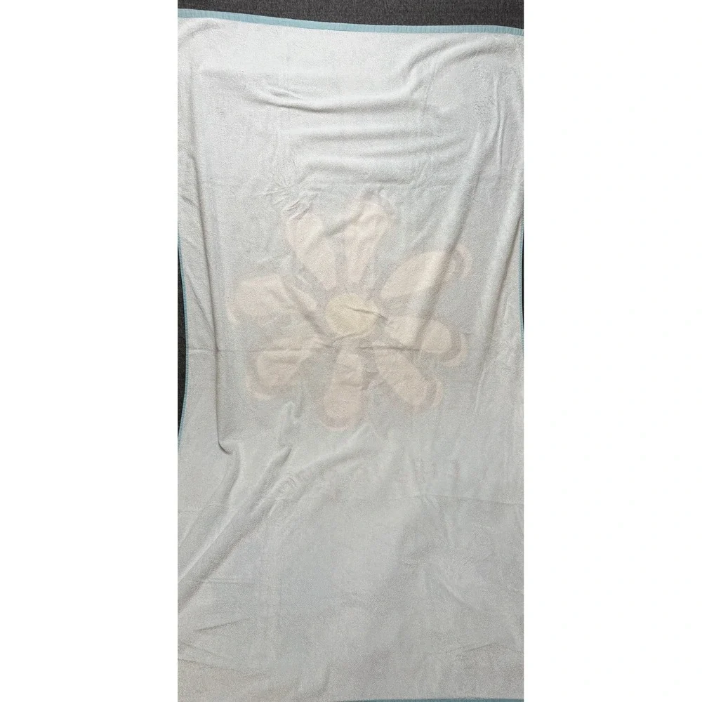 Life is Good Daisy Beach Towel Light Blue Cotton Blend Oversized Pool Towel